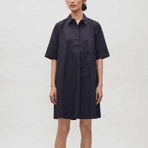 COS A-line poplin shirtdress navy size 6